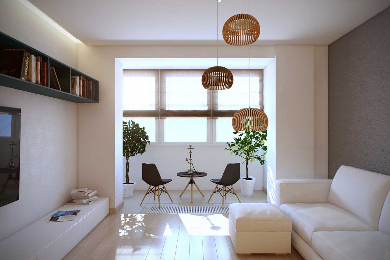 Дизайн зала в типовой квартире с балконом (75 фото)