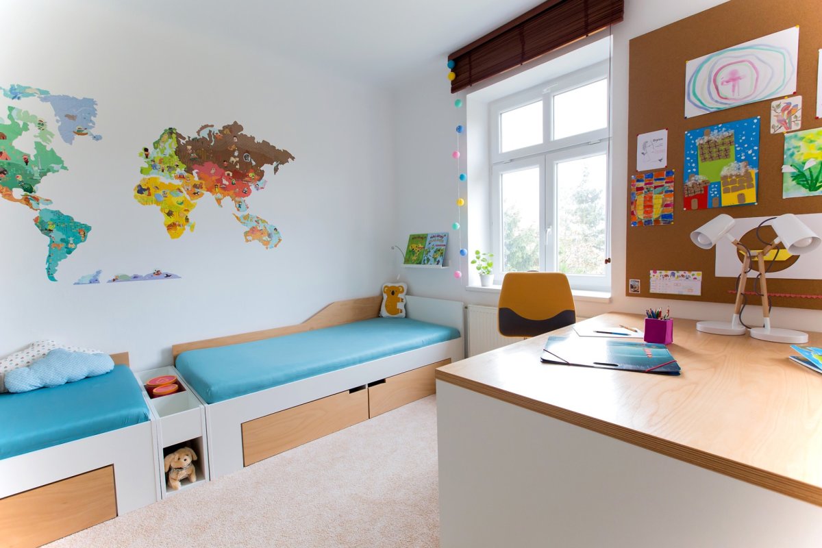 Интерьер детской комнаты для двоих разнополых икеа