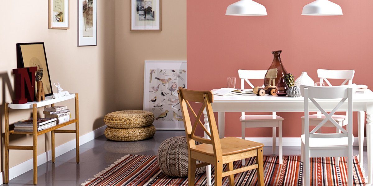 Сочетание розового и зеленого в интерьере