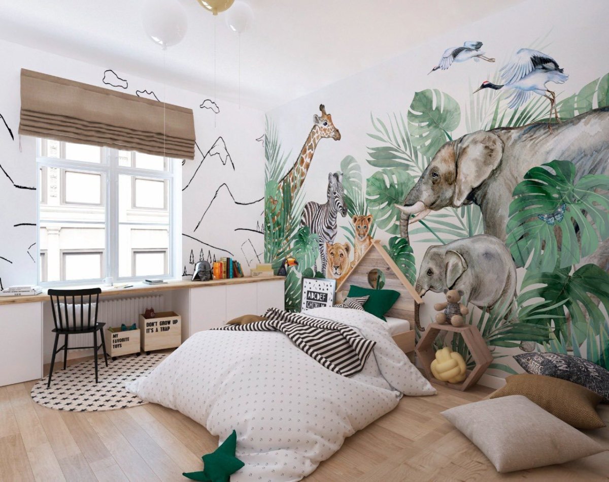 Детская в стиле сафари джунгли