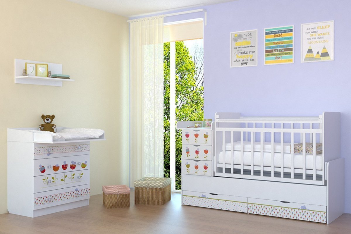 Кроватка Жираф трансформер с маятником