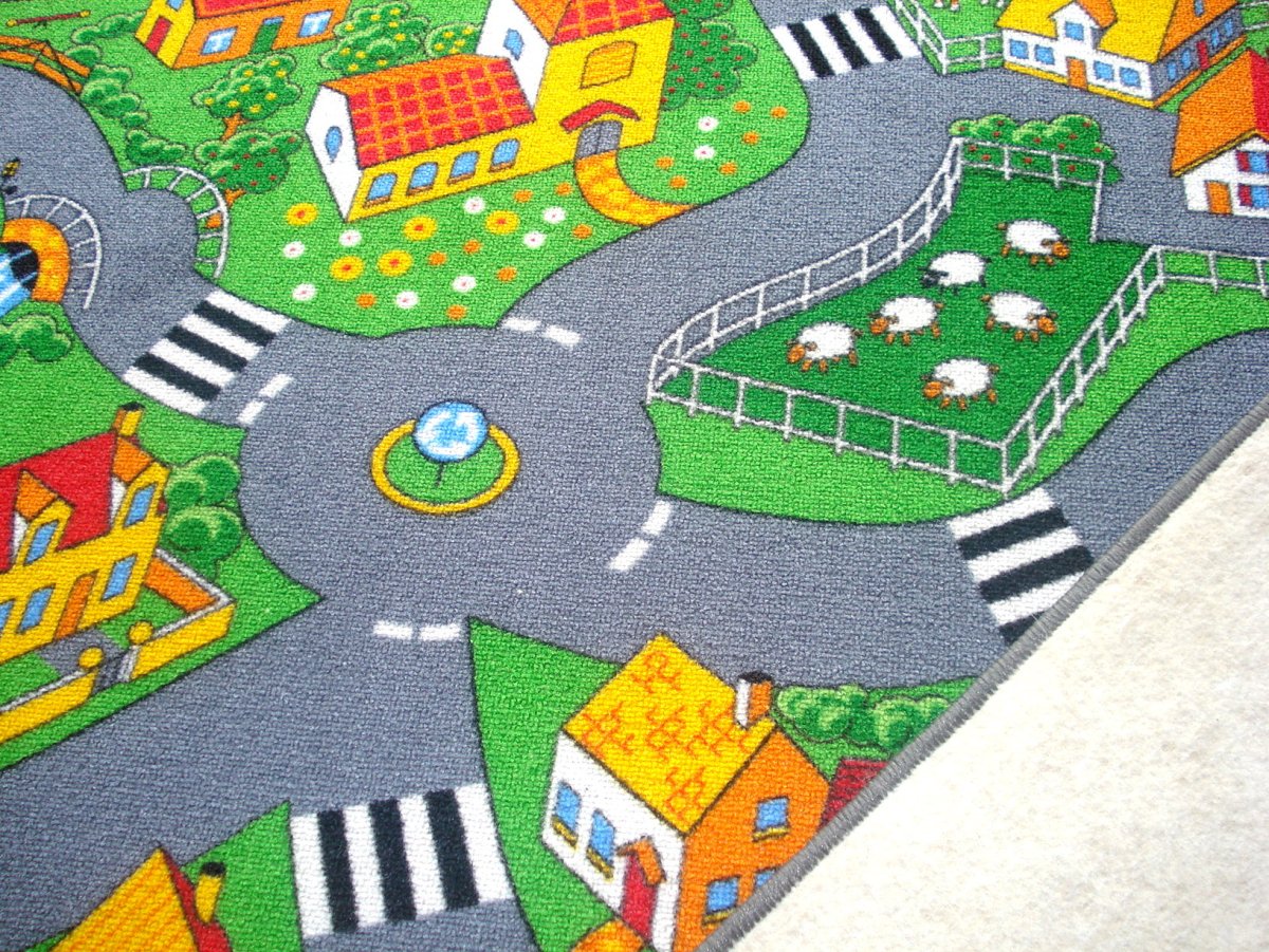 Детский ковер городок с дорогами