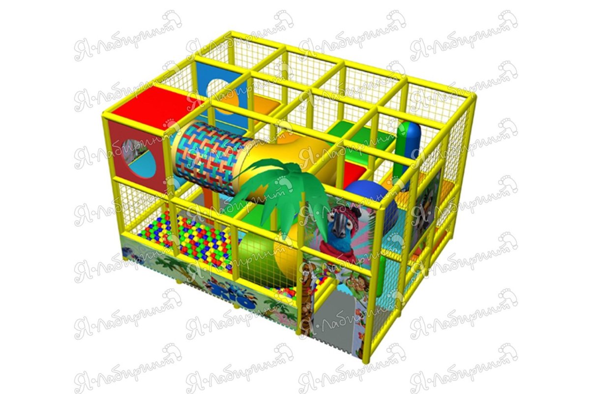 Детский игровой Лабиринт «дружок+батут» 13,6м²