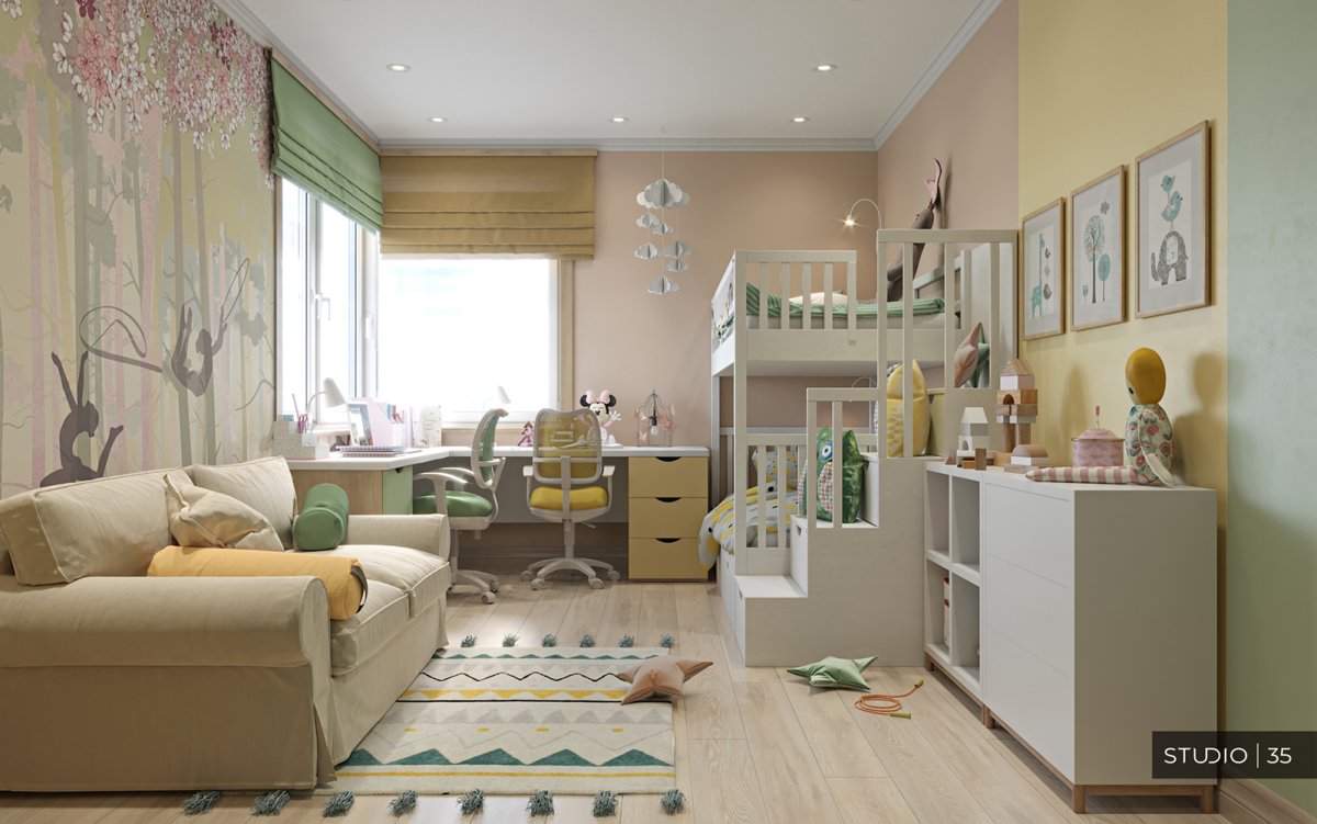 Расстановка мебели в комнате подростка девочки