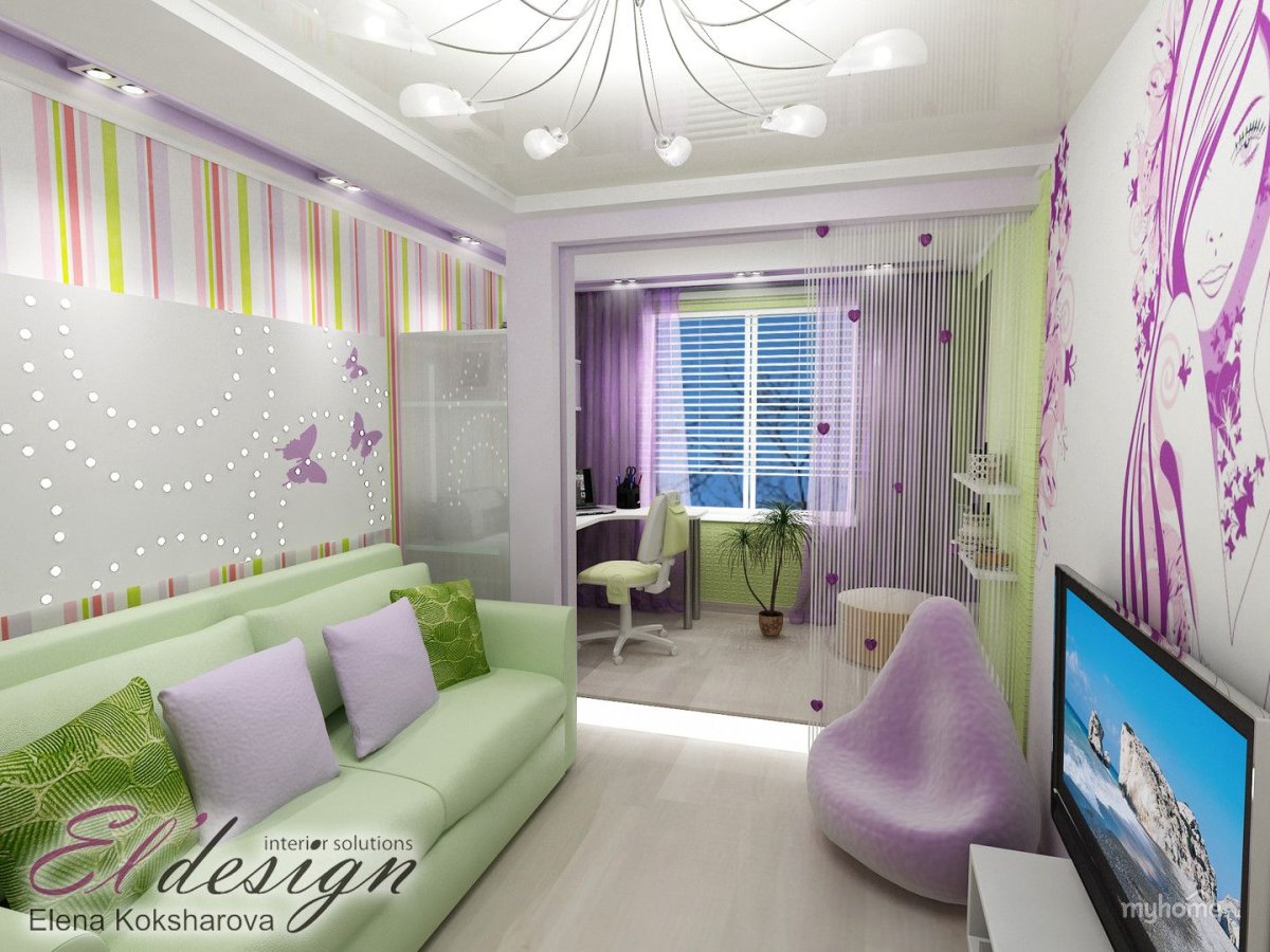 Комната для девочки в сиреневых тонах