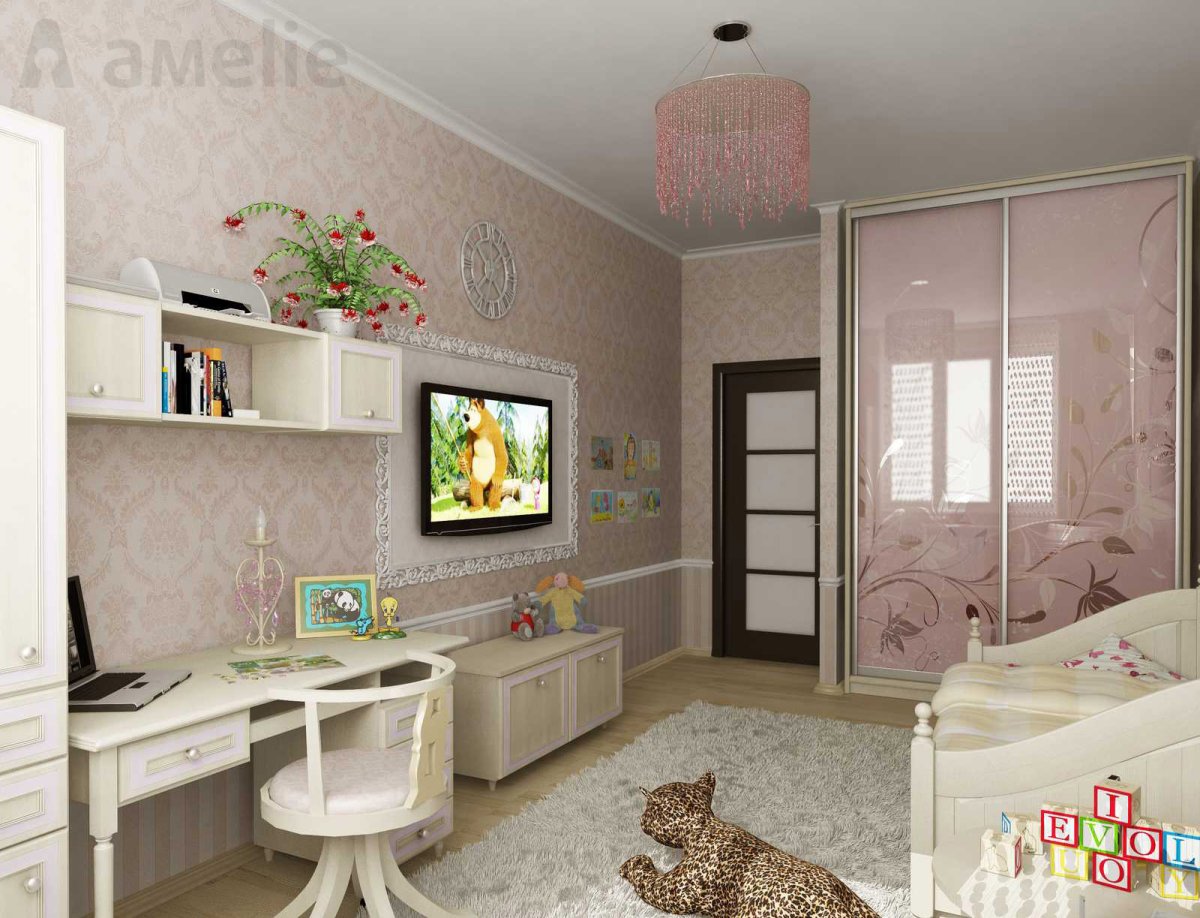 Узкая детская комната