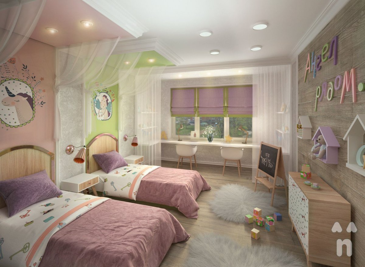 Интерьер детской для двух девочек