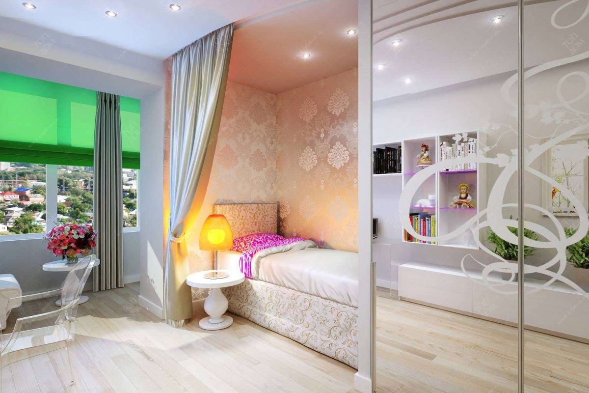 Перегородка для зонирования спальни и гостиной