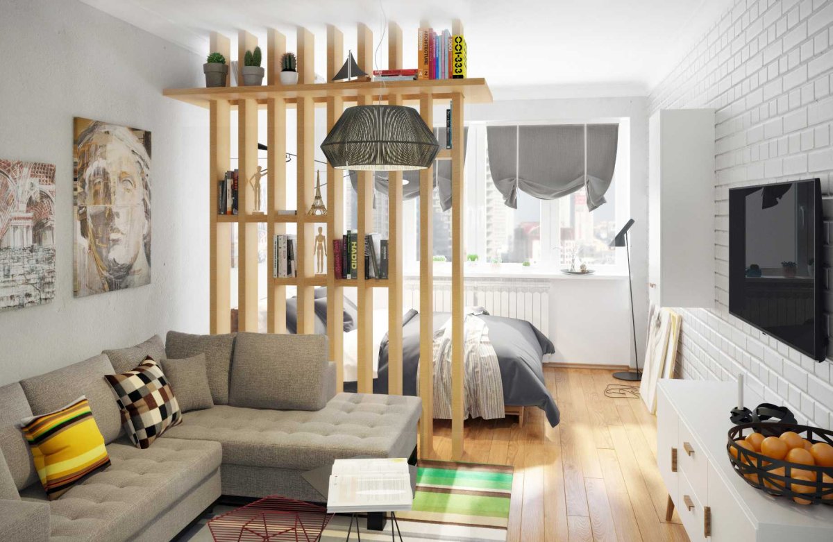 Зал и кабинет через гипсокартонную перегородку