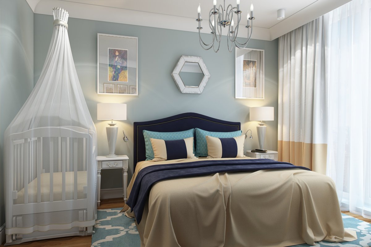 Детская кроватка в родительской спальне