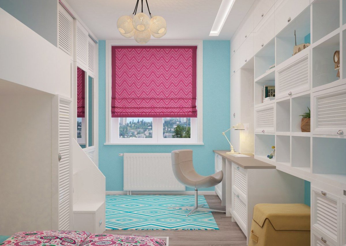 Детская для мальчика с большим окном