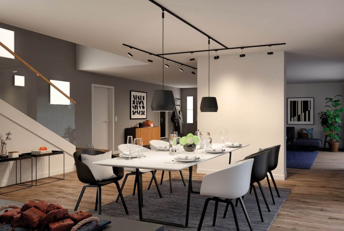 Трековое освещение в гостиной