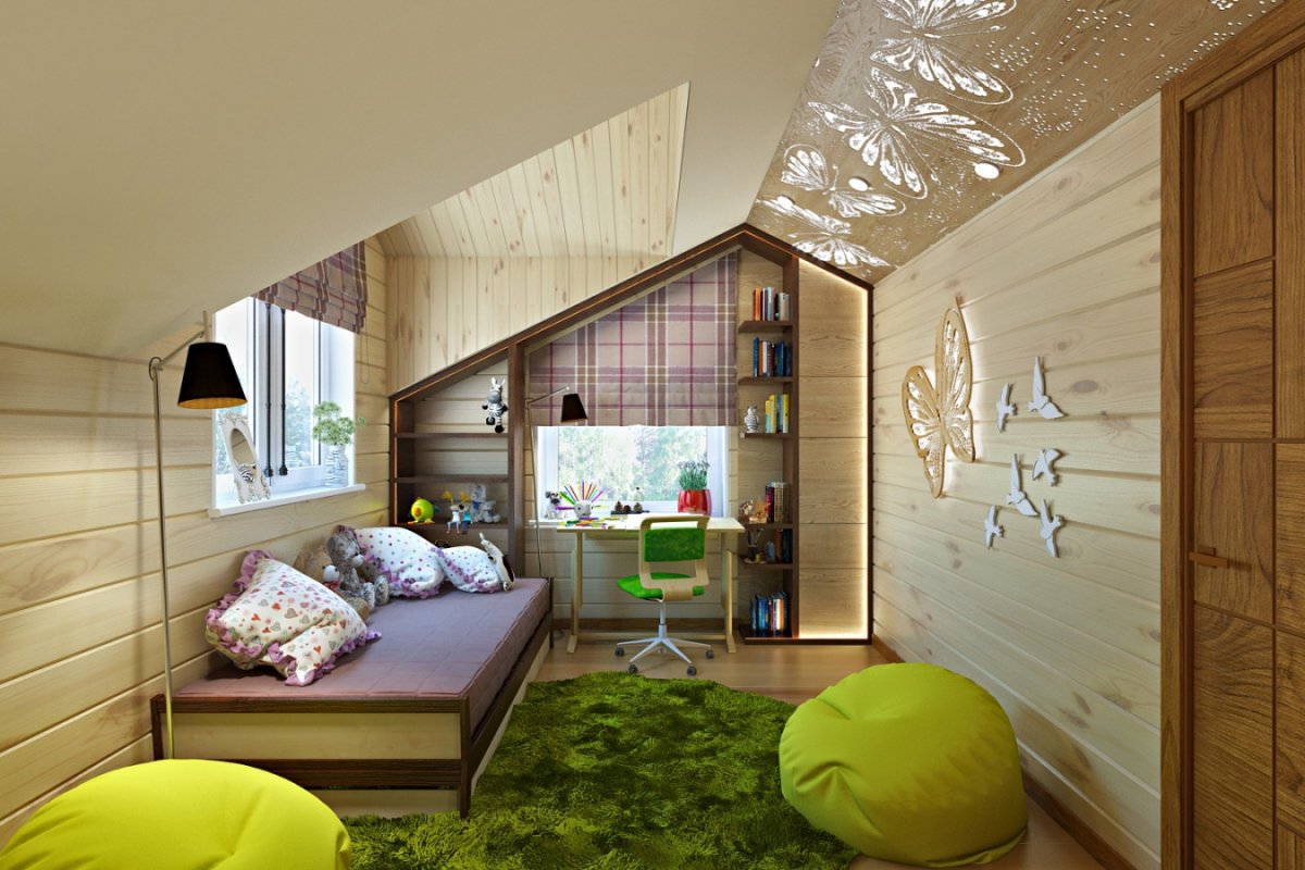 Интерьер детских комнат с имитацией 2 этажа