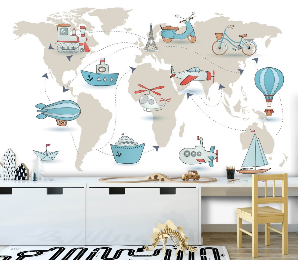 Обои с картой мира в детскую