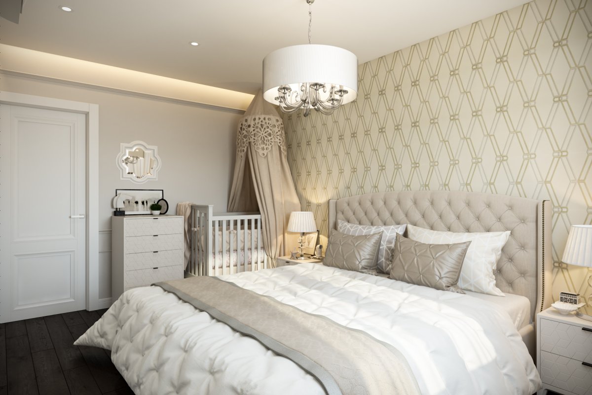 Спальня с детском кроваткой