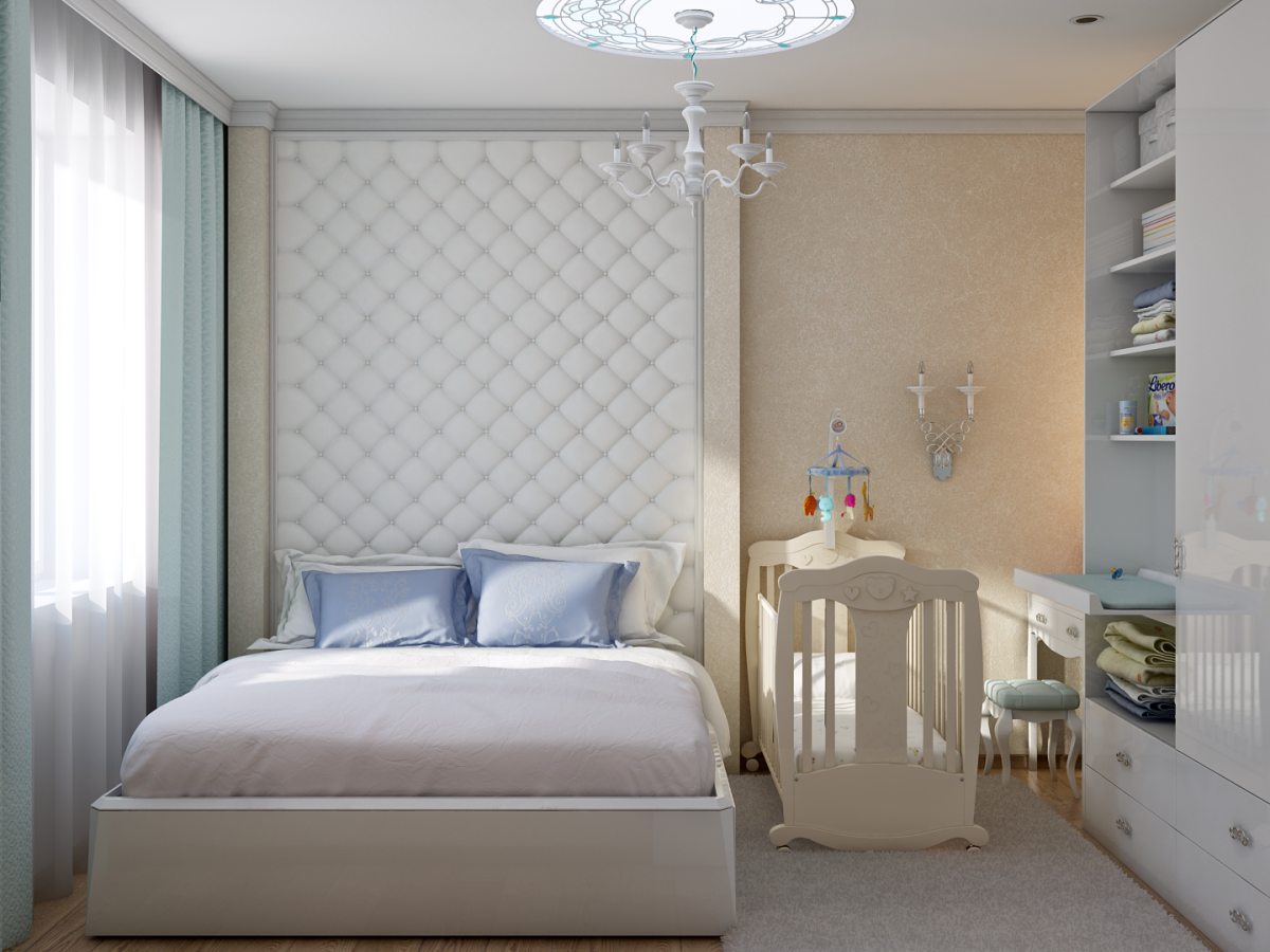 Маленькая спальня с детской кроваткой