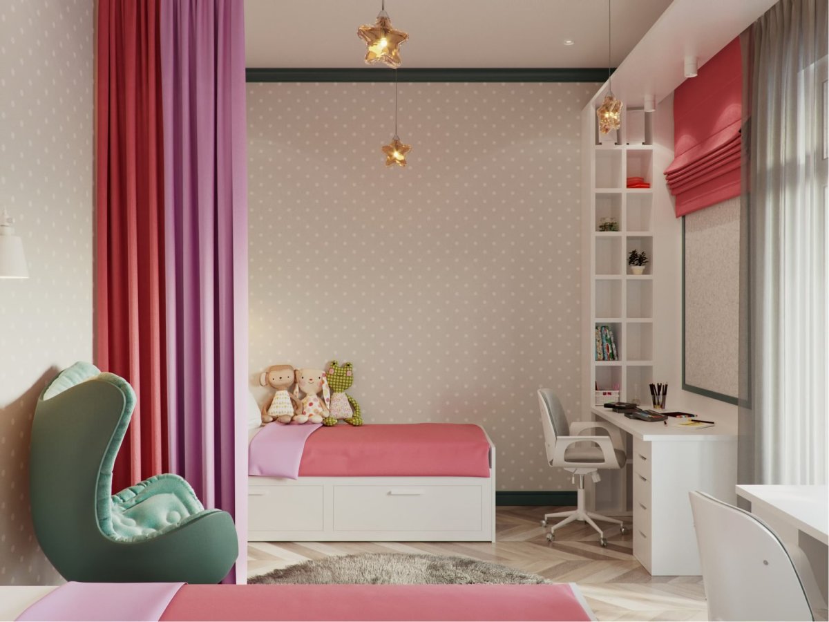 Pink Wall Kid Room