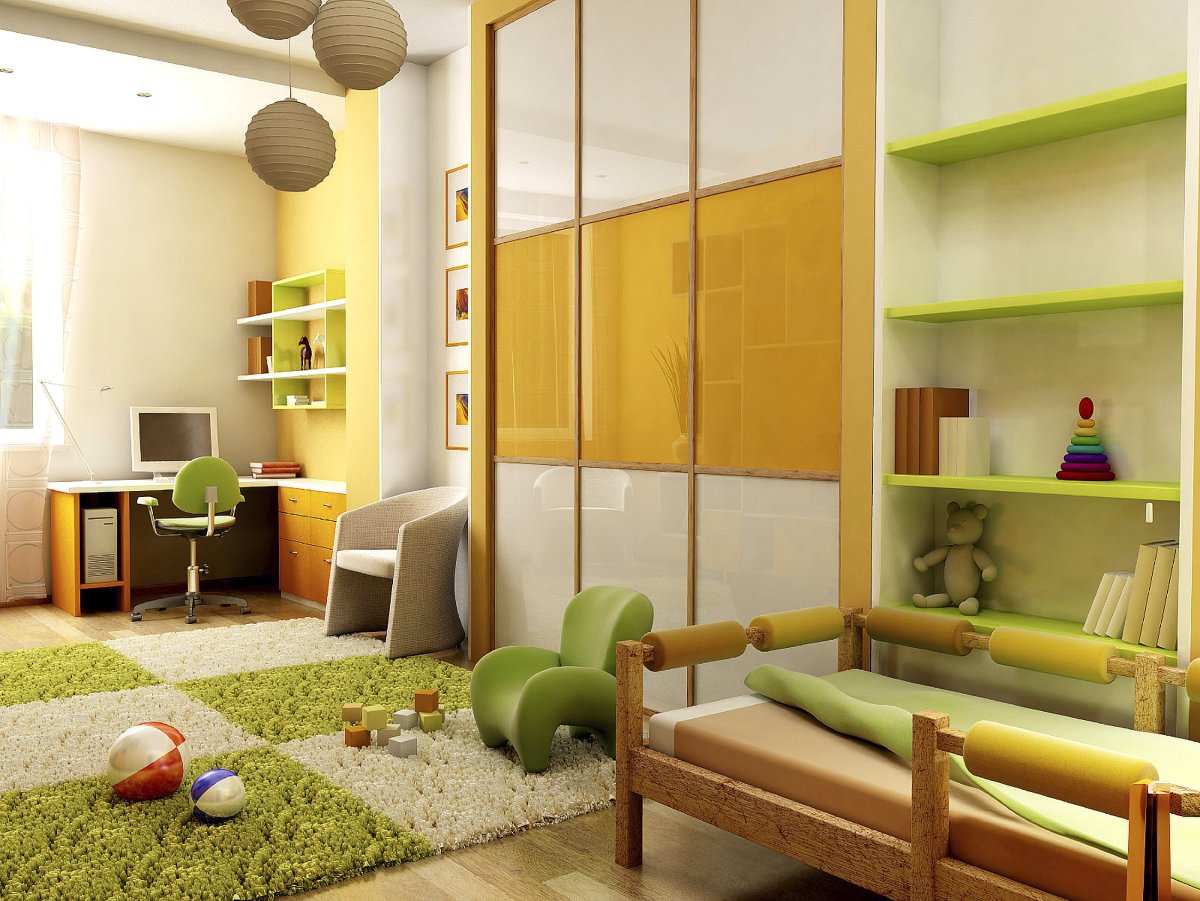 Шкаф в детскую комнату в интерьере