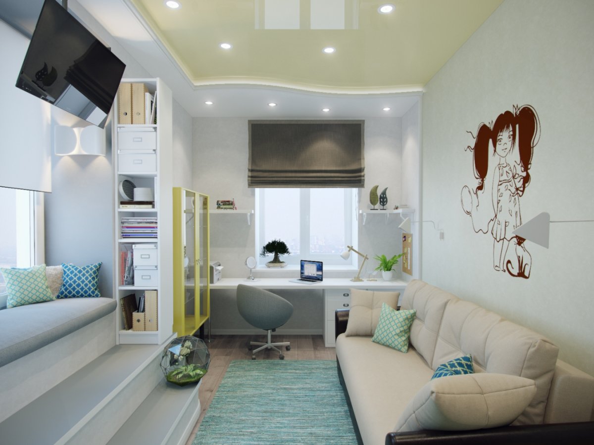 Детская комната узкая и длинная