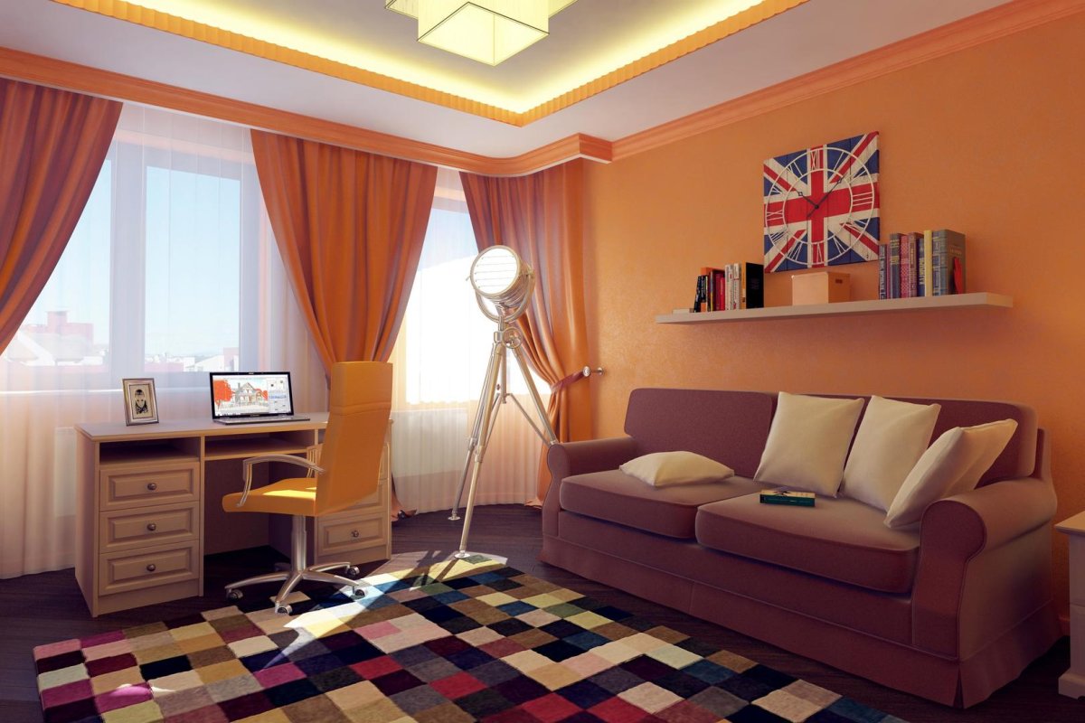 Комната для подростка с 2 окнами