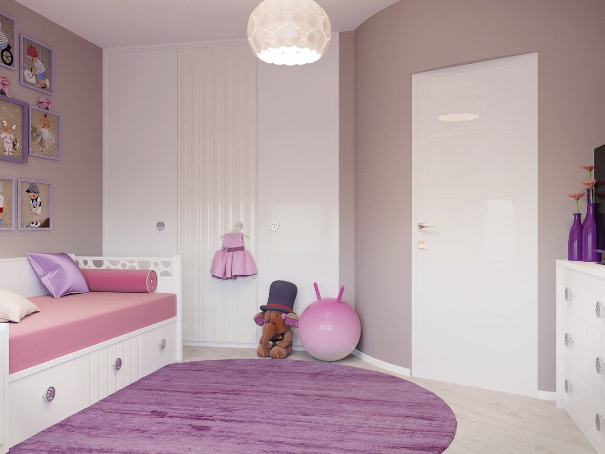 Детская в серо розовых тонах
