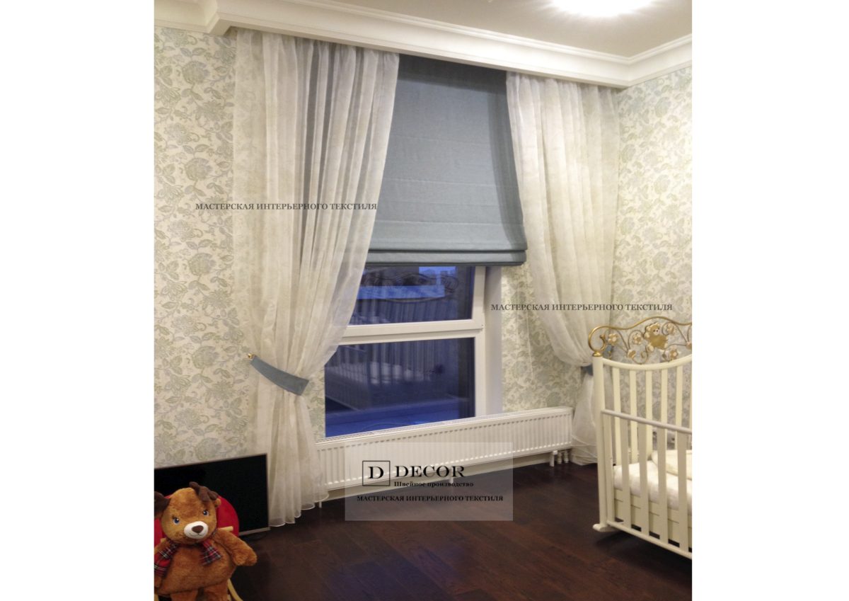 Римские шторы и тюль в детскую