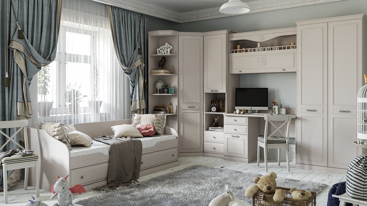 Детская «Ривьера» (дуб Бонифацио/белый)