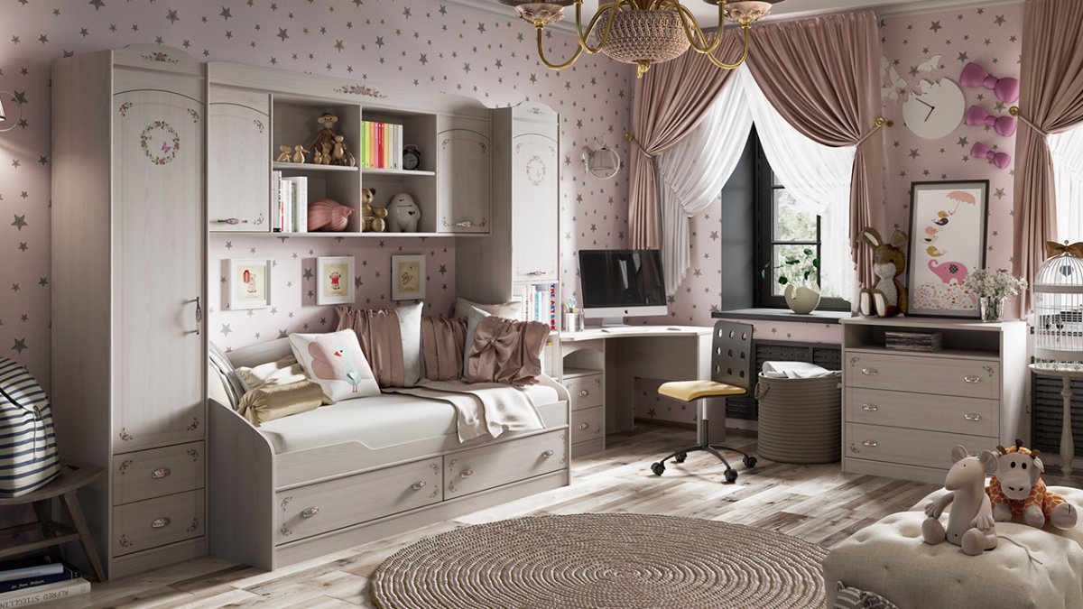 Интерьер бежевой детской спальни в стиле Прованс