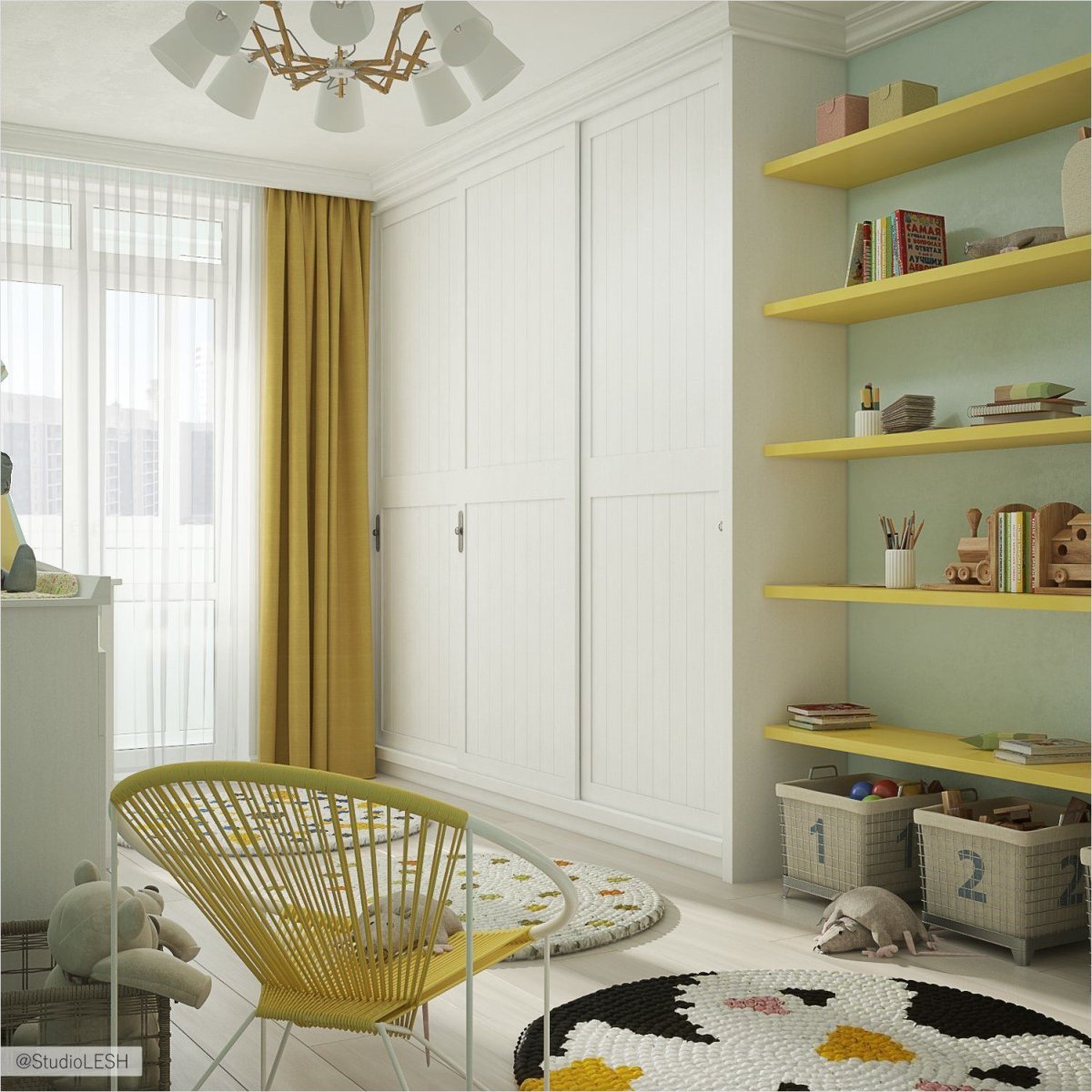Комната для девочки в желтых тонах