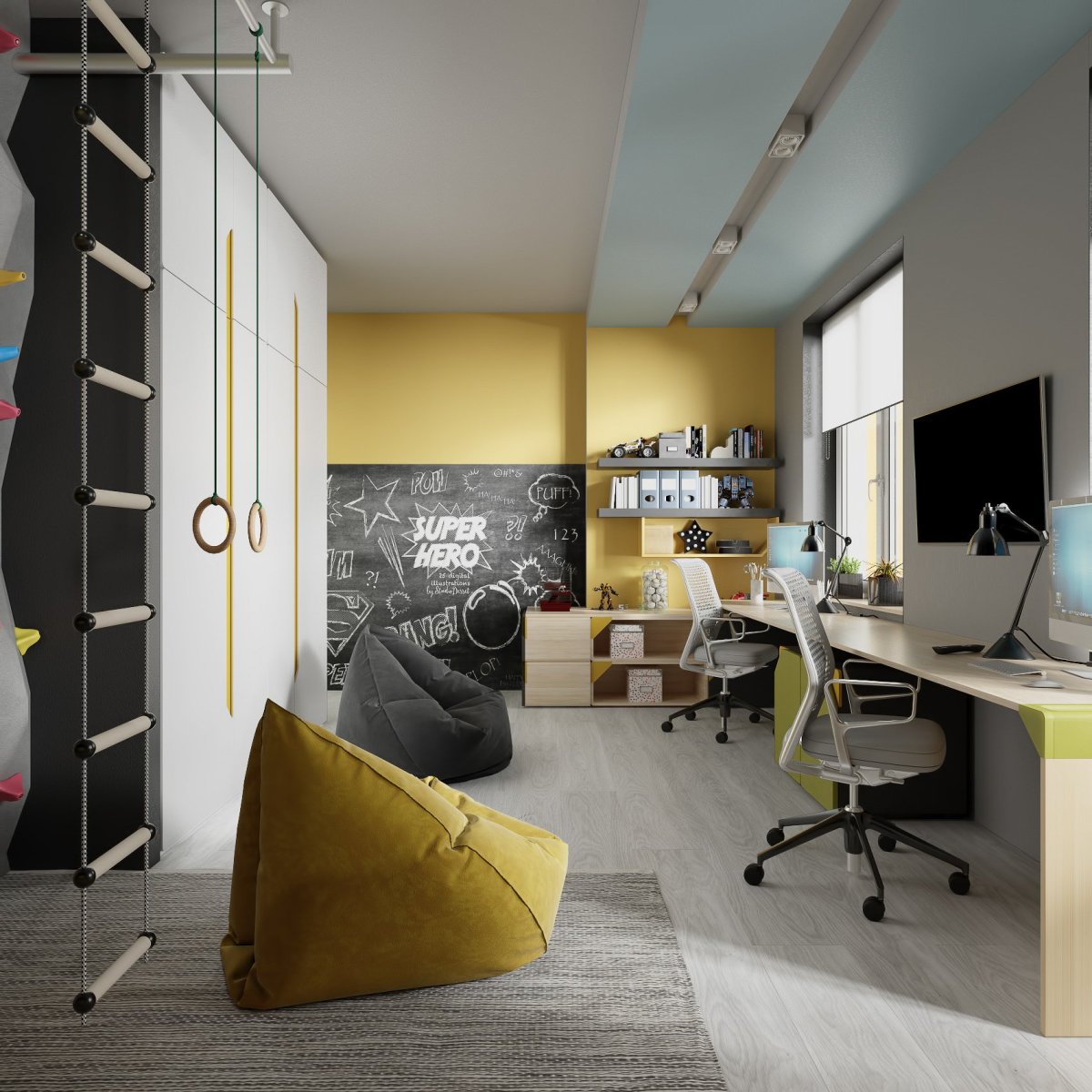 Комната для девочки в желтых тонах