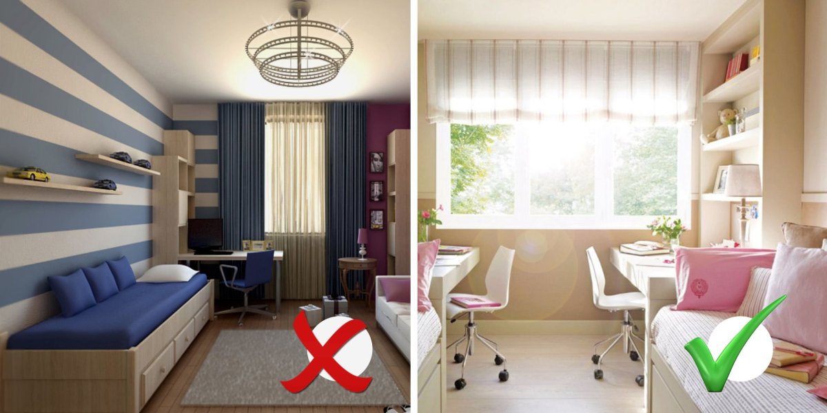 Узкая комната для двоих подростков