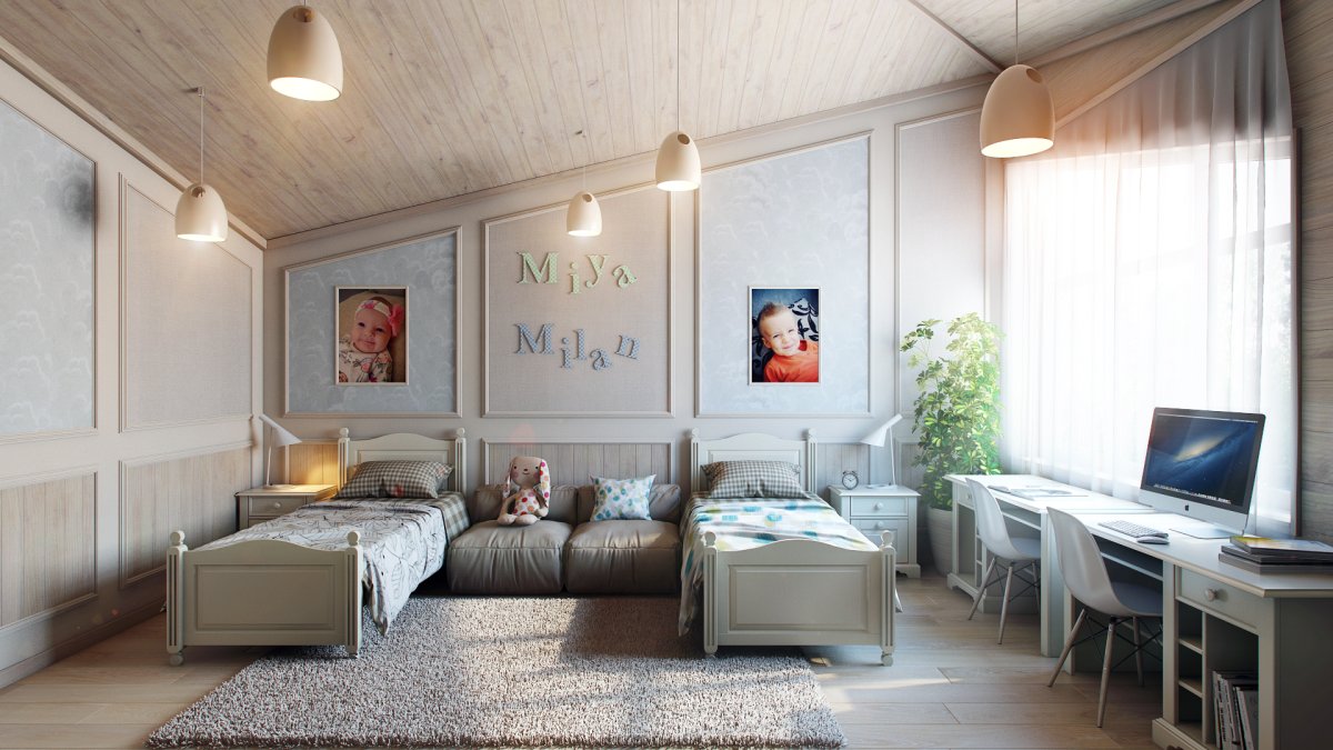 Трекинг освещение в детской для двоих