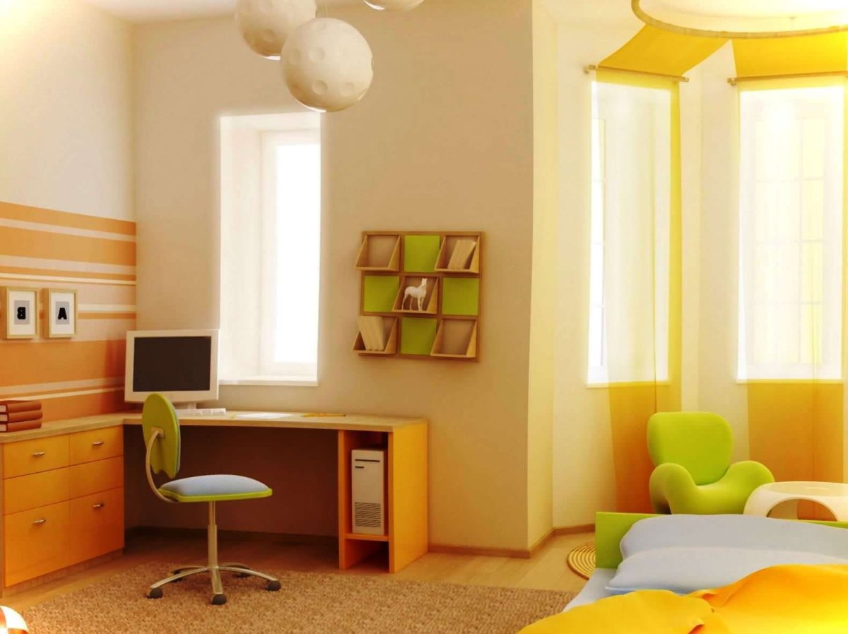 Детские комнаты в желтых тонах