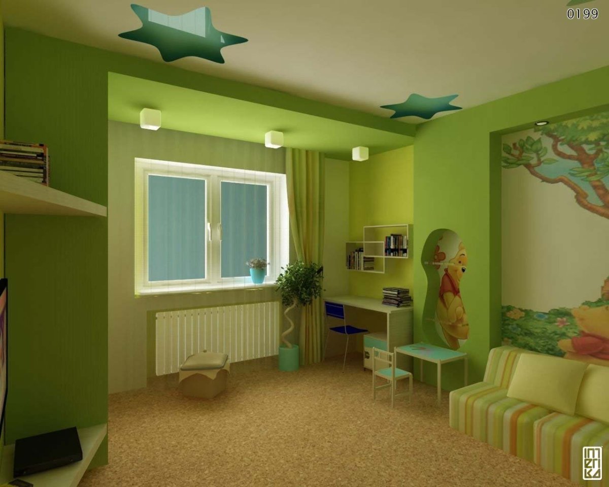 Салатовая детская комната