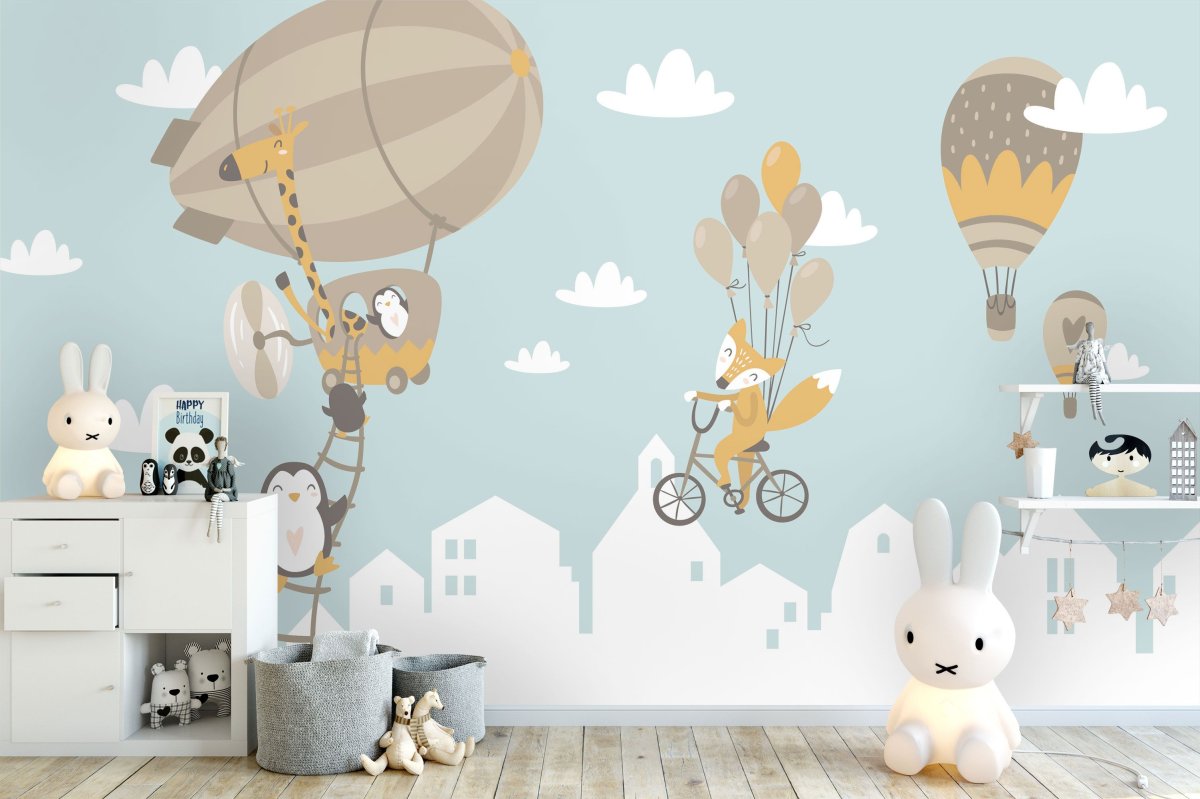 Обои с воздушными шариками для детской комнаты