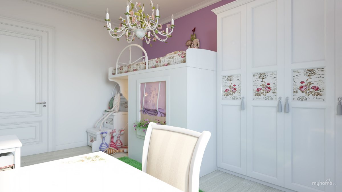 Стены в стиле Прованс с молдингами