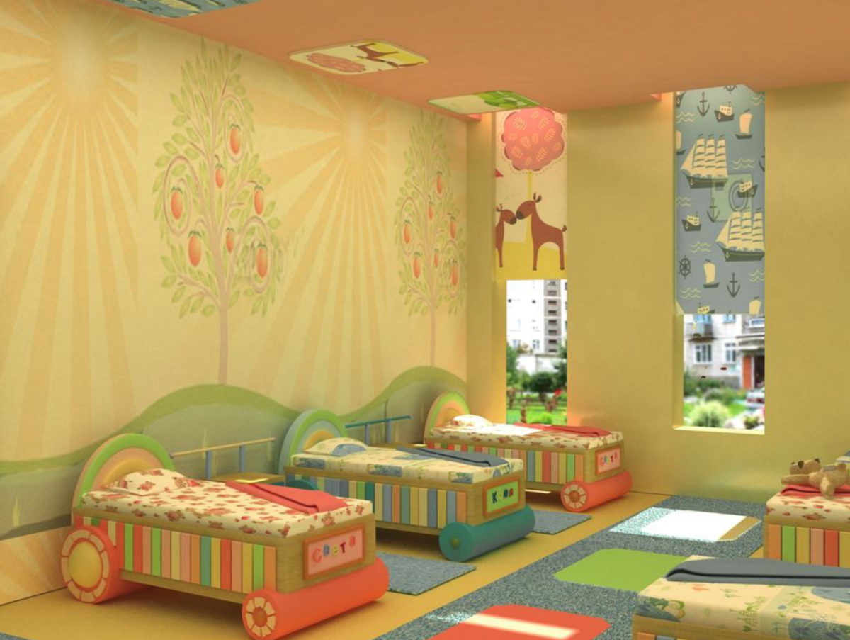 Интерьер спальни в детском саду