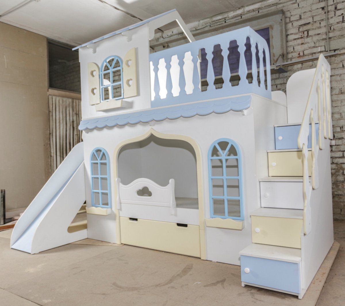 Детская кровать-чердак «Лахти 2.0» с лестницей-комодом