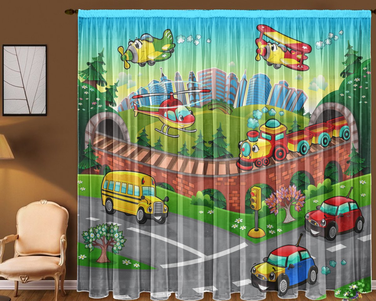 Детские шторы с машинками