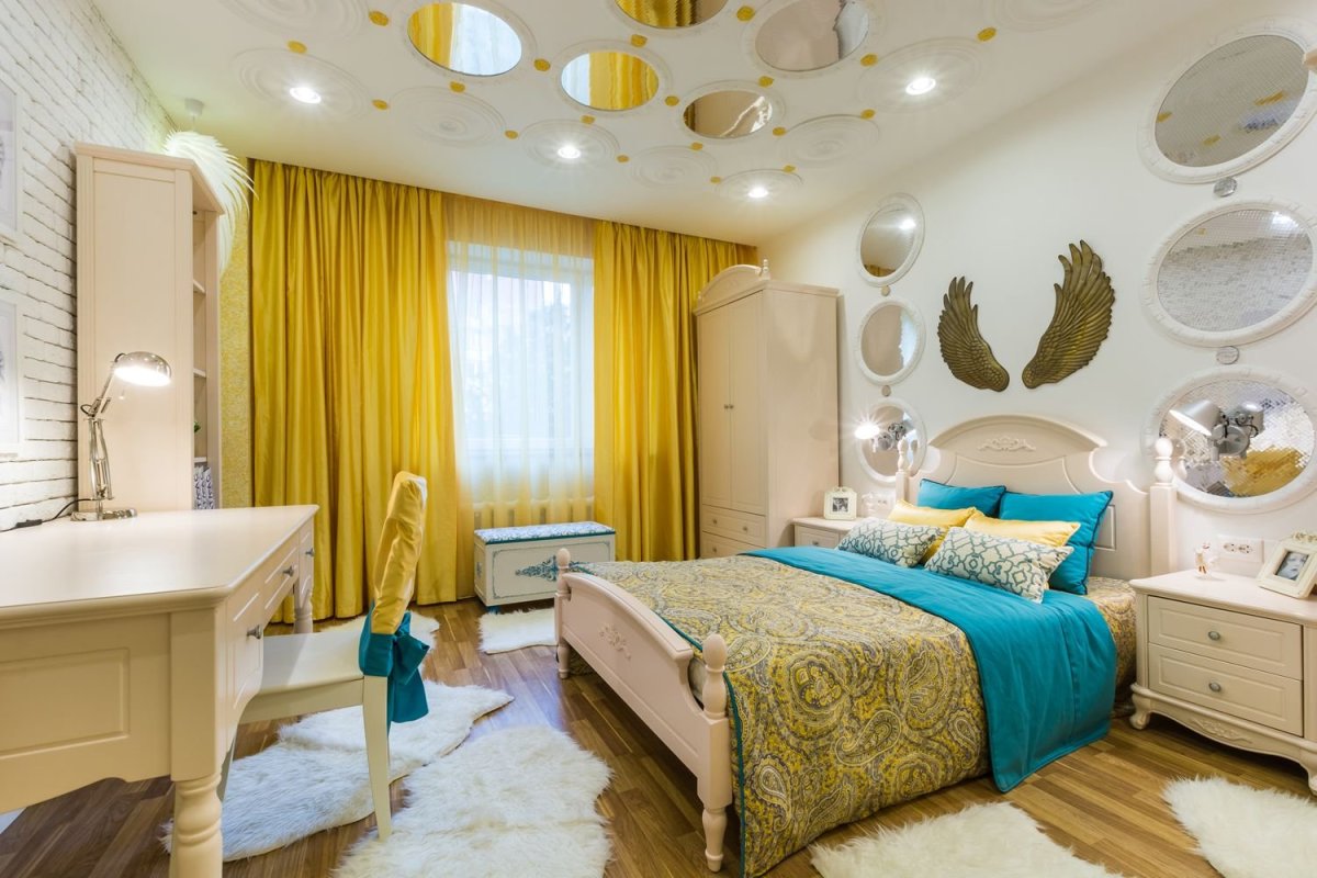 Шелковая штукатурка в интерьере спальни