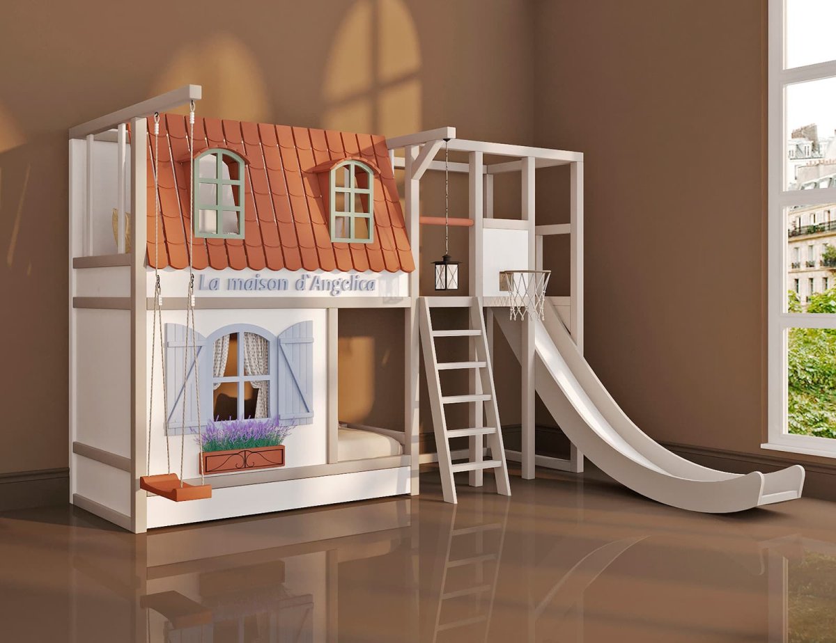 Двухэтажная кровать домик