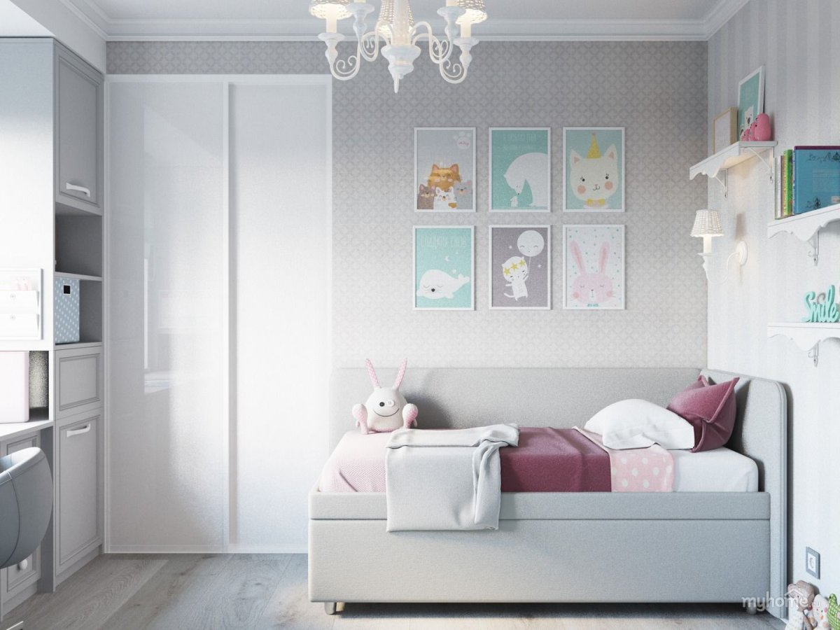 Детская для двоих детей в серых тонах