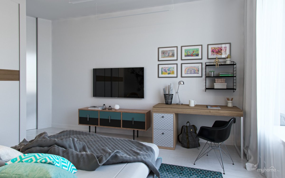 Комната подростка мальчика с телевизором