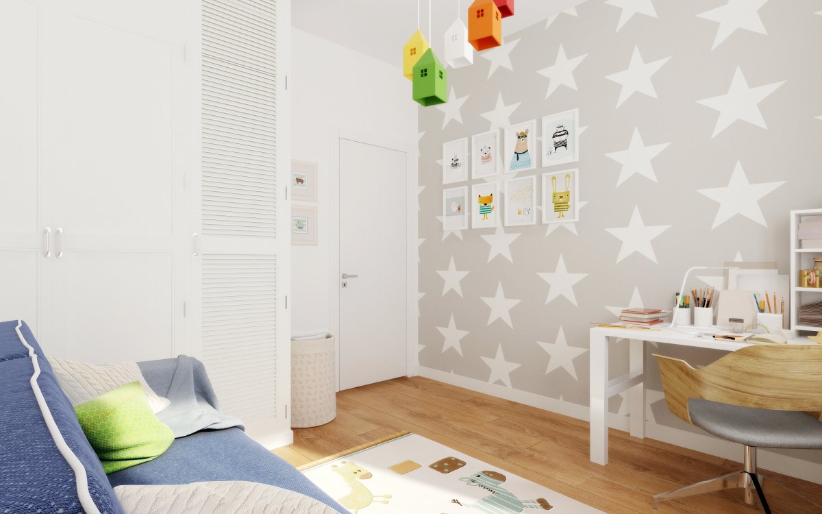 Горы на стене в детской