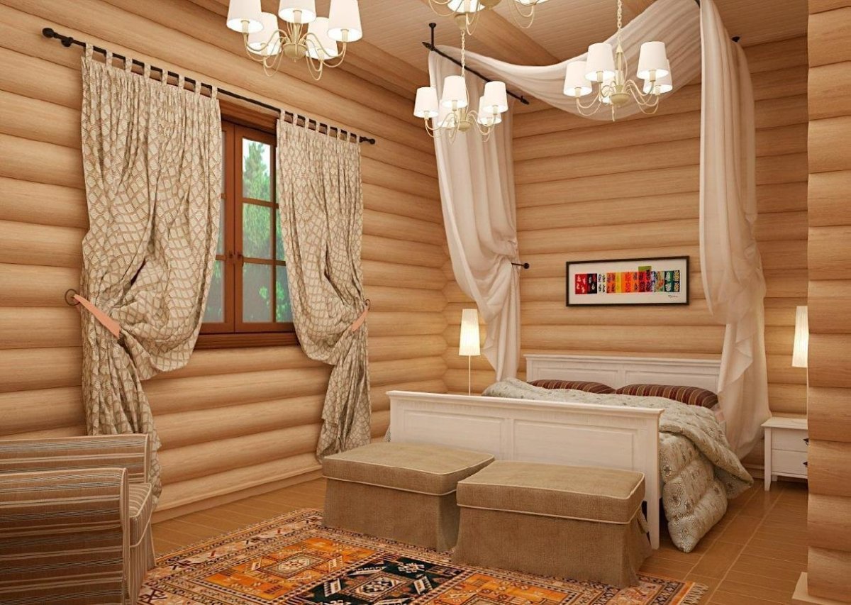 Шторы в деревянном доме