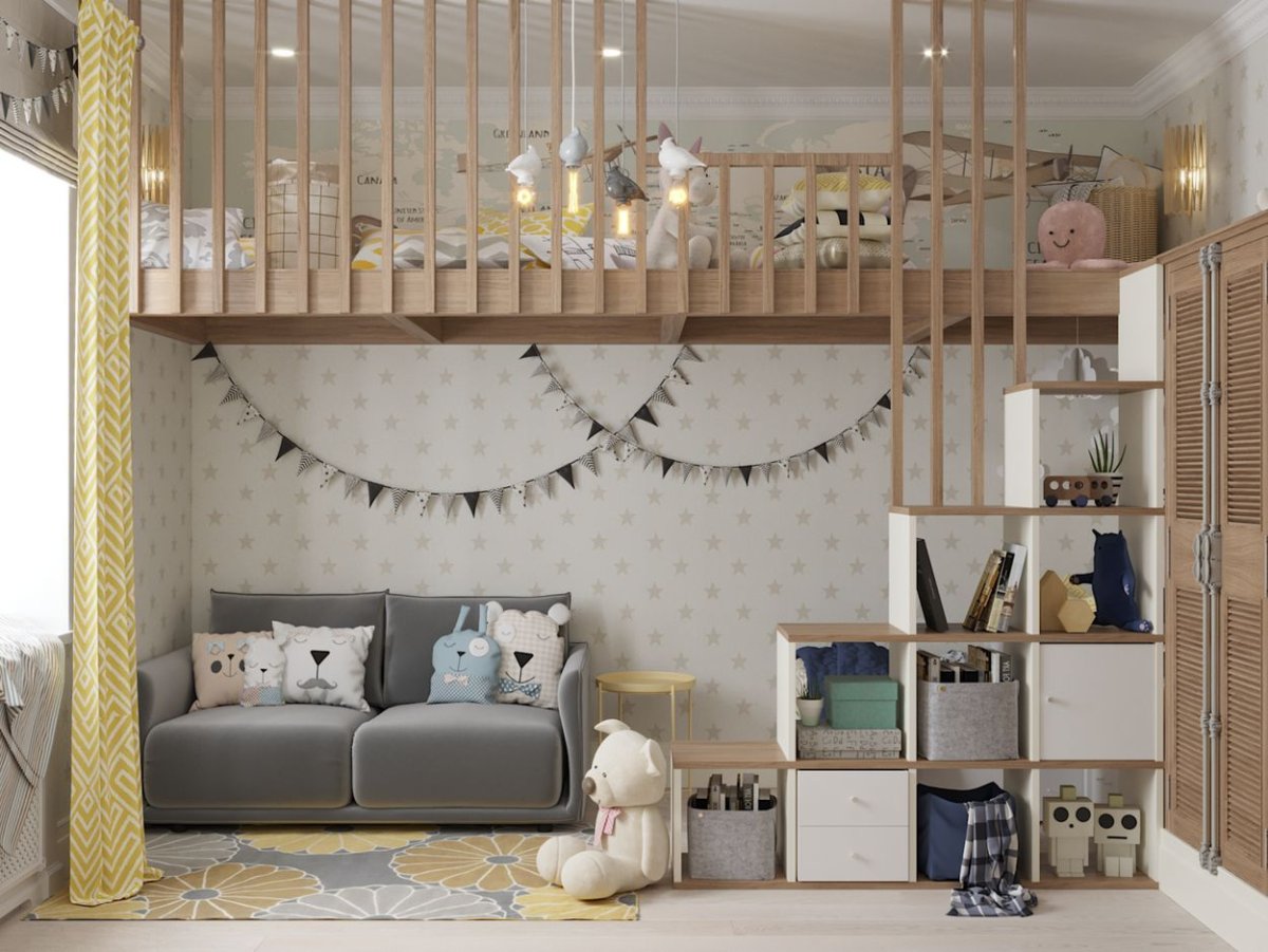 Двухъярусные комнаты с высокими потолками