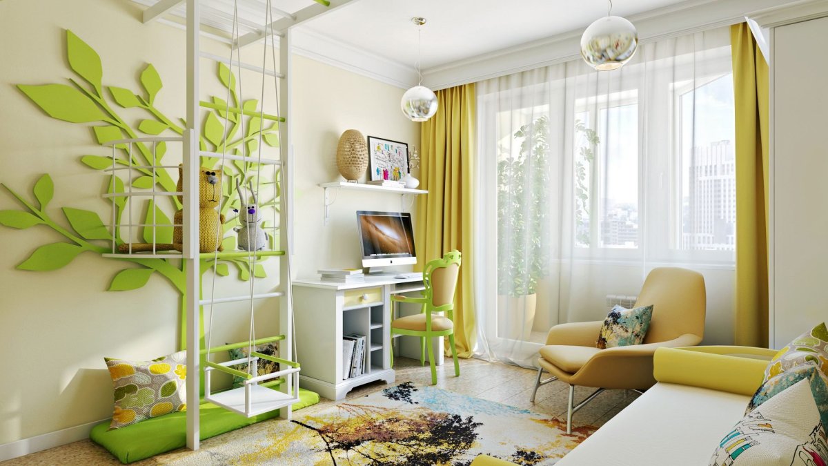 Салатовая детская комната