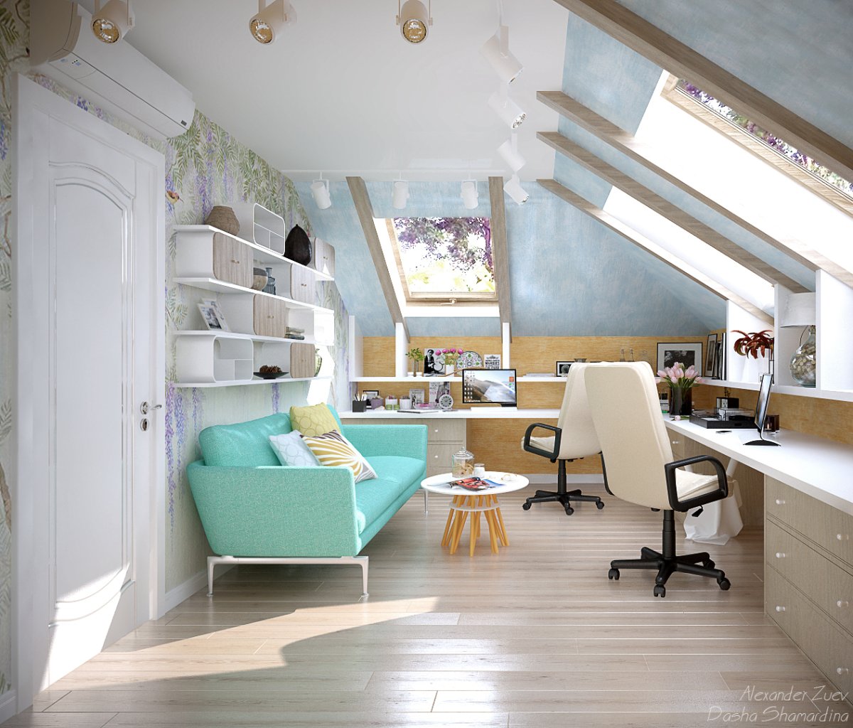Спальня кабинет на мансарде