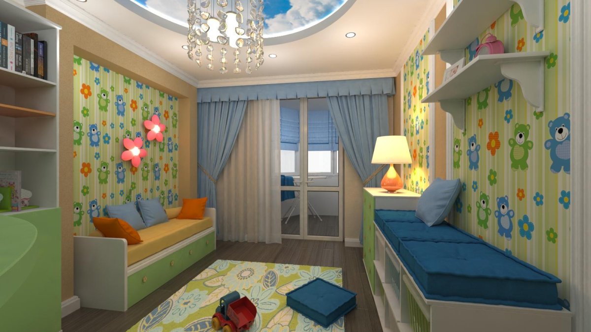 Прямоугольная детская комната