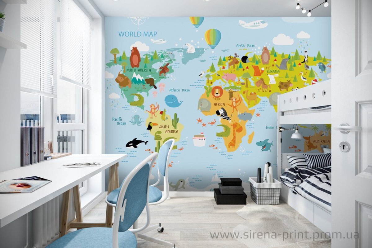 Карта на стене в детской